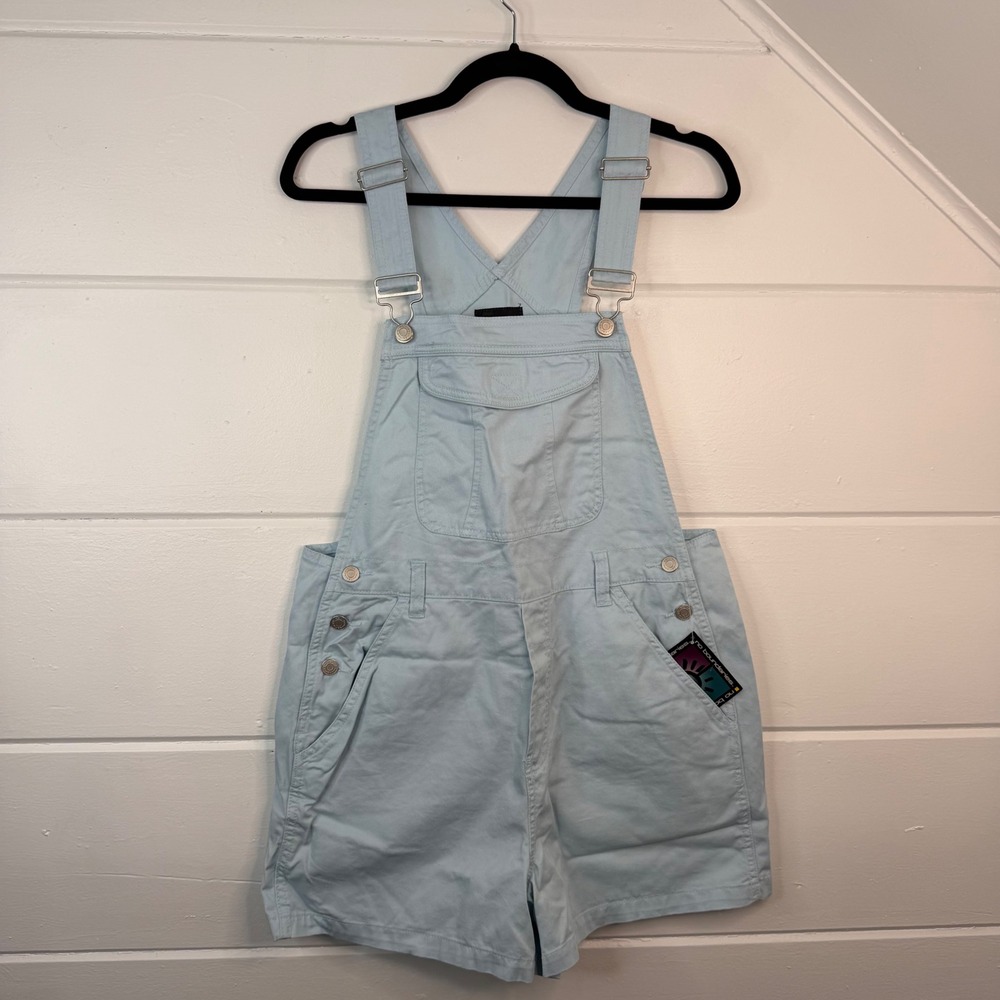 Vintage Overalls Y2K Blue Shortalls Large Juniors No‎ Boundaries 100% Cotton